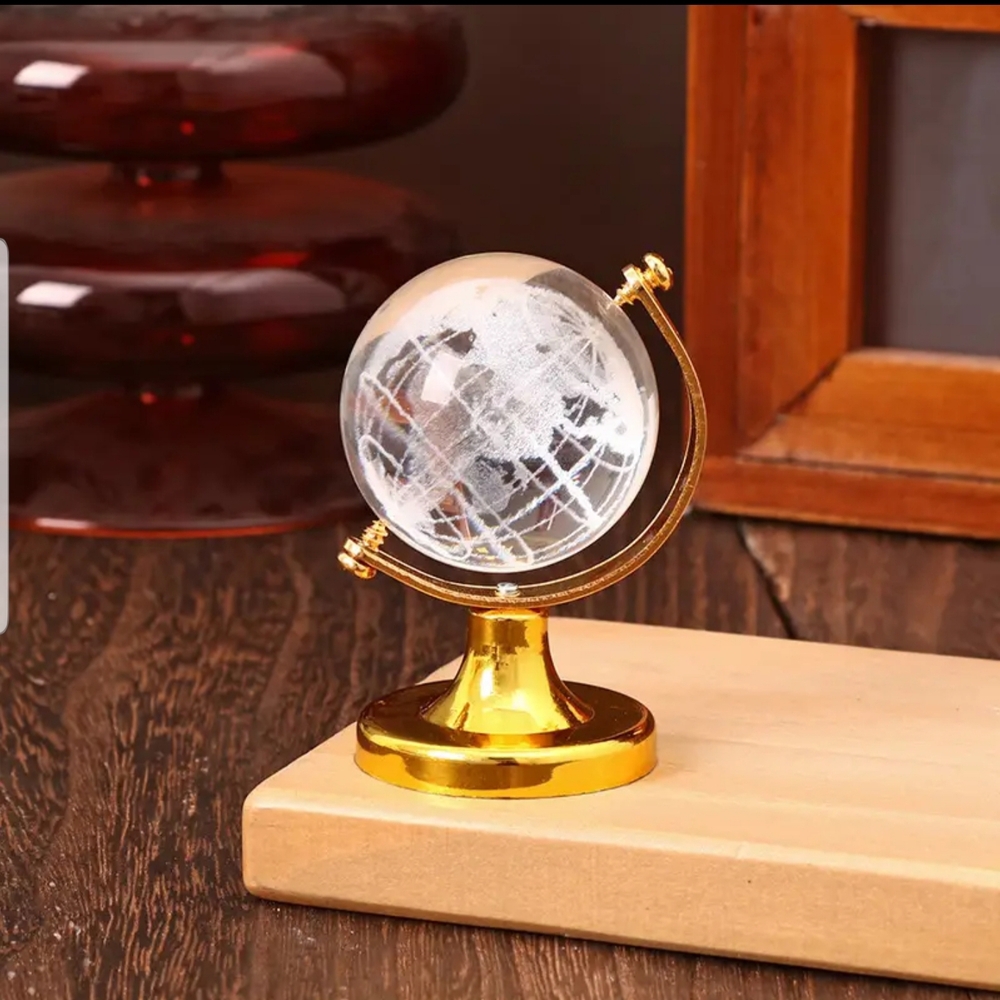 Miniature Crystal Gold and Clear Globe Decor